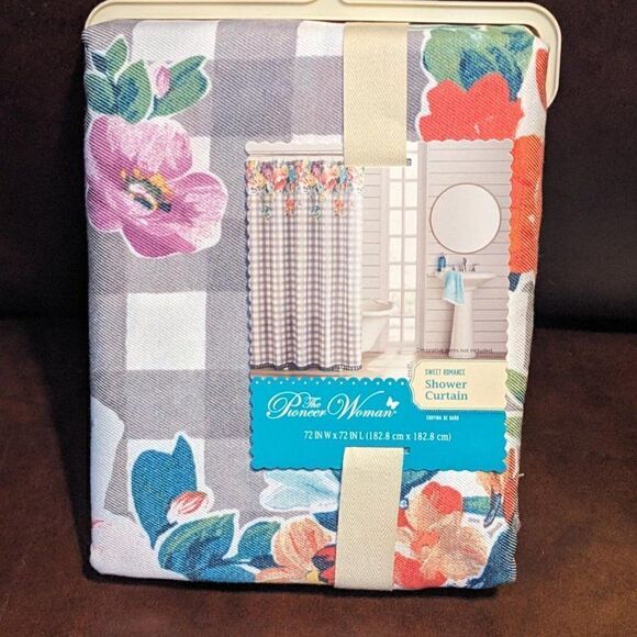 NEW The Pioneer Woman Sweet Romance Gingham Floral Cotton-Rich Shower Curtain, 7 - Picture 2 of 9